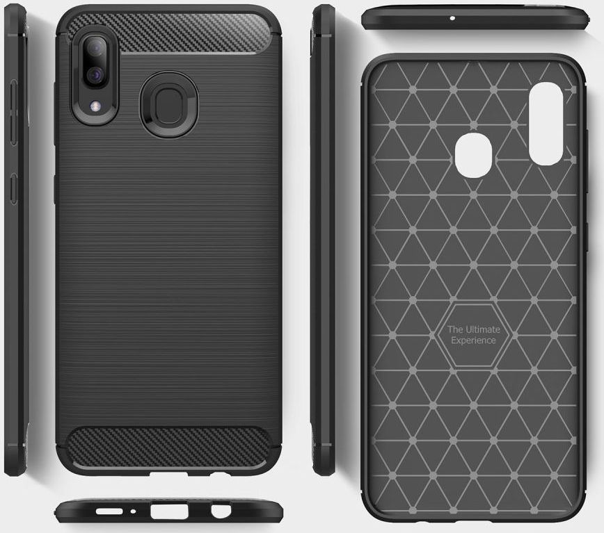 Samsung Galaxy A40 Geborsteld TPU Hoesje Zwart afbeelding 5