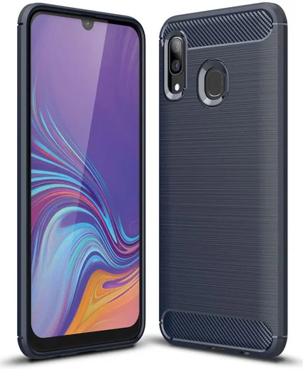Samsung Galaxy A40 Geborsteld TPU Hoesje Blauw afbeelding 1