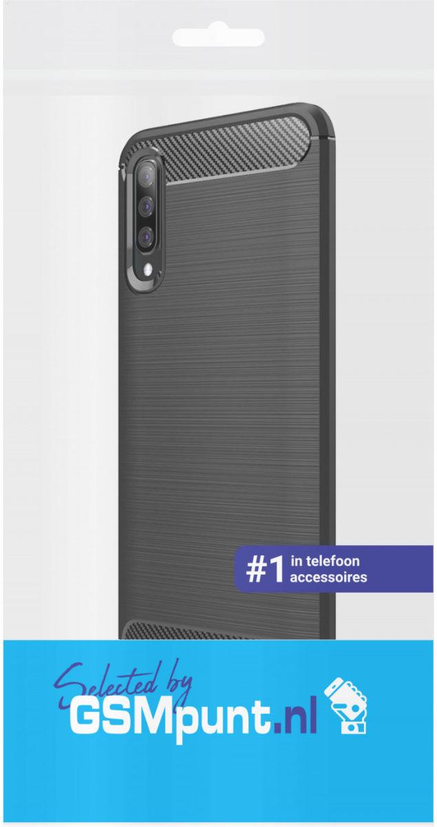 Samsung Galaxy A50 Geborsteld TPU Hoesje Zwart afbeelding 4