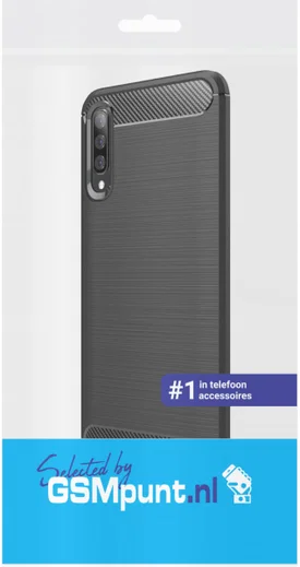 Samsung Galaxy A50 Geborsteld TPU Hoesje Zwart afbeelding 4