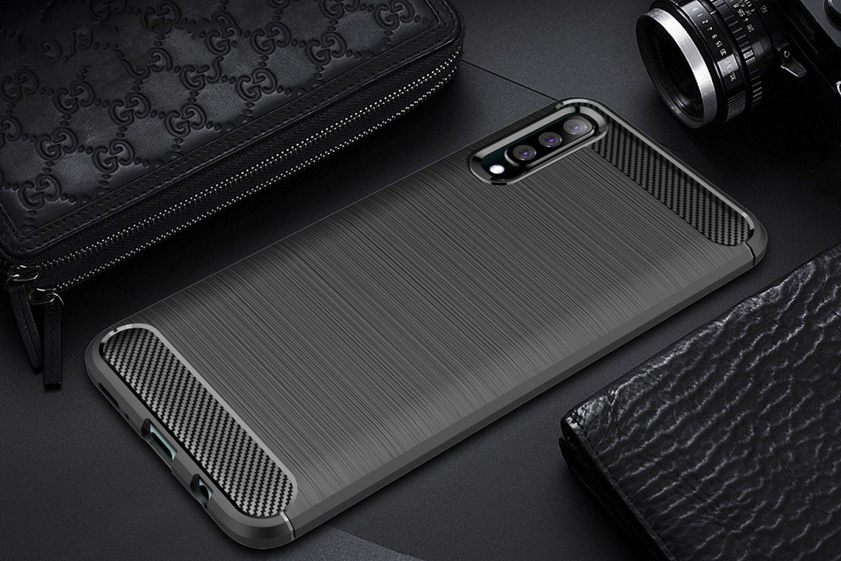 Samsung Galaxy A50 Geborsteld TPU Hoesje Zwart afbeelding 8