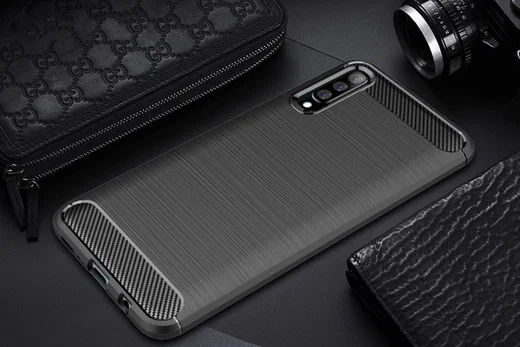 Samsung Galaxy A50 Geborsteld TPU Hoesje Zwart afbeelding 8