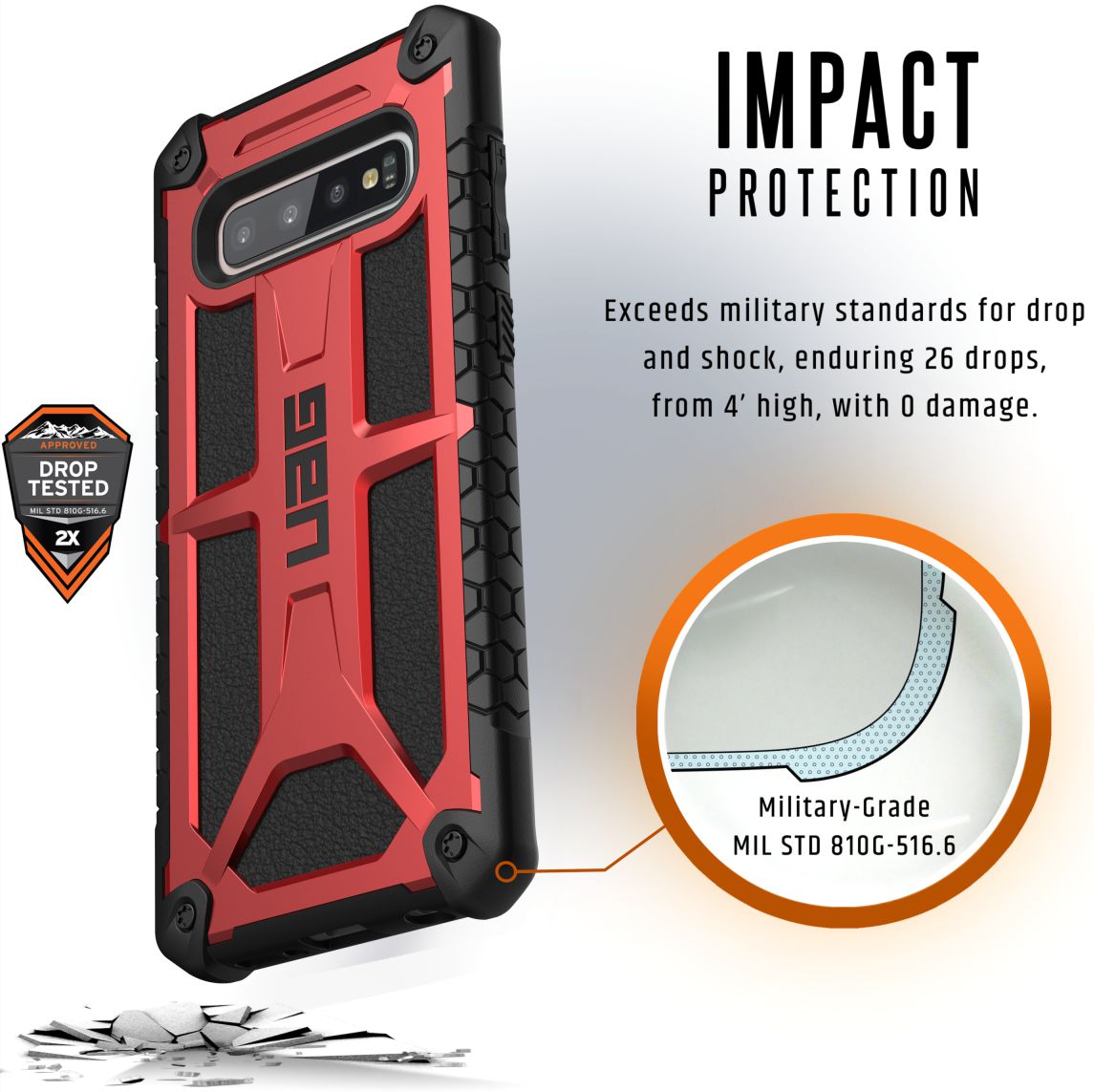 Urban Armor Gear Monarch Hoesje Samsung Galaxy S10 Plus Crimson afbeelding 4