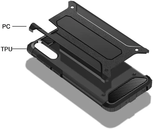 Samsung Galaxy A50 Hoesje Shock Proof Hybride Back Cover Zwart afbeelding 4