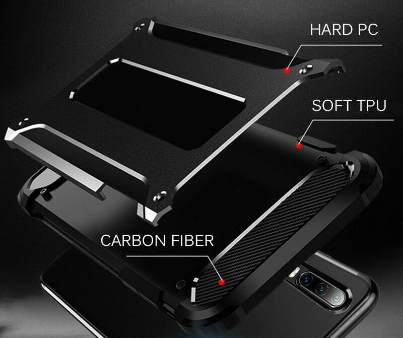 Samsung Galaxy A50 Hoesje Shock Proof Hybride Back Cover Zwart afbeelding 6