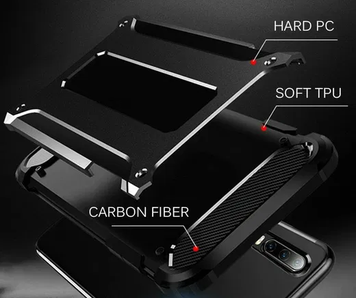 Samsung Galaxy A50 Hoesje Shock Proof Hybride Back Cover Zwart afbeelding 6