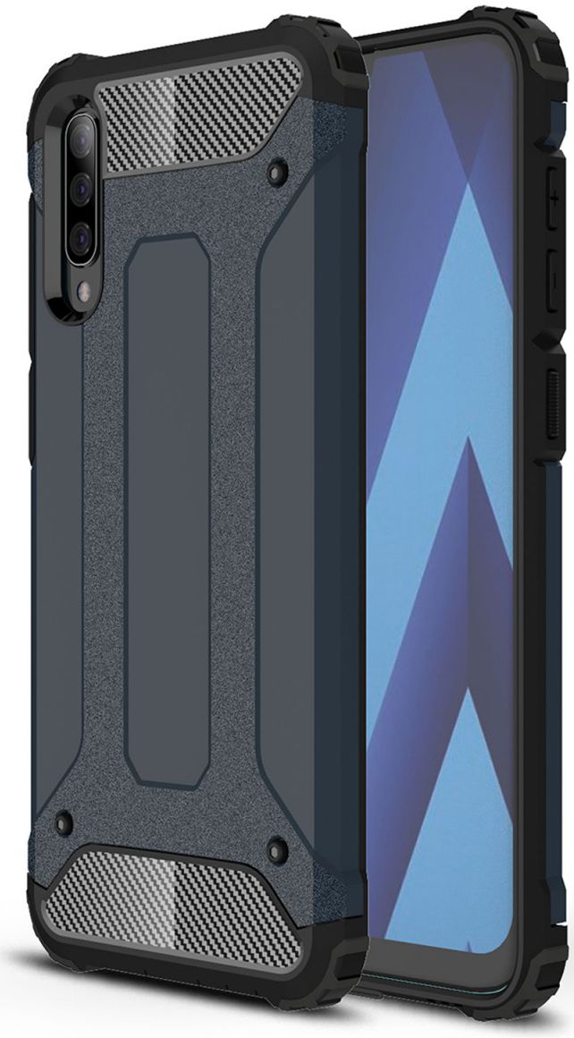 Samsung Galaxy A50 Hoesje Shock Proof Hybride Back Cover Donker Blauw afbeelding 1