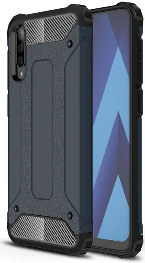 Samsung Galaxy A50 Hoesje Shock Proof Hybride Back Cover Donker Blauw afbeelding 1