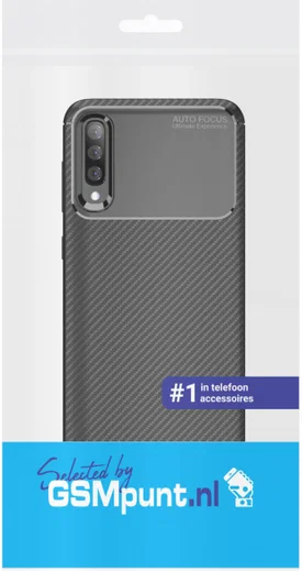 Samsung Galaxy A50 Hoesje Geborsteld Carbon Zwart afbeelding 4