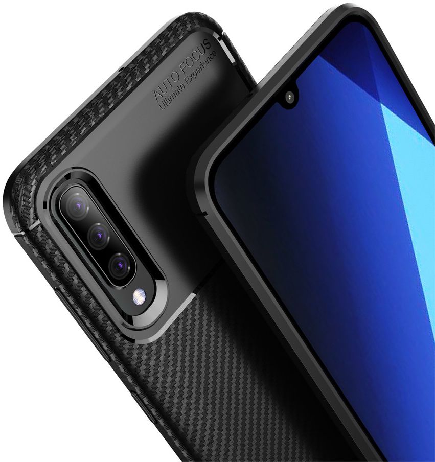 Samsung Galaxy A50 Hoesje Geborsteld Carbon Zwart afbeelding 5