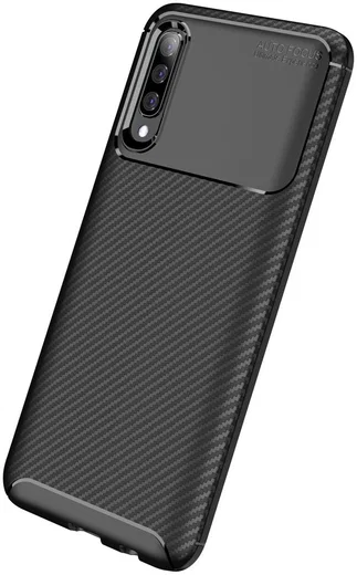 Samsung Galaxy A50 Hoesje Geborsteld Carbon Zwart afbeelding 7
