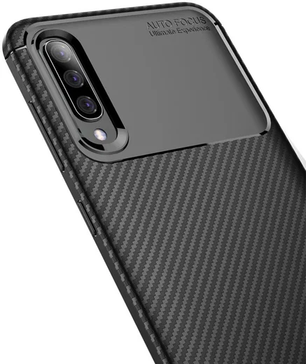 Samsung Galaxy A50 Hoesje Geborsteld Carbon Zwart afbeelding 8