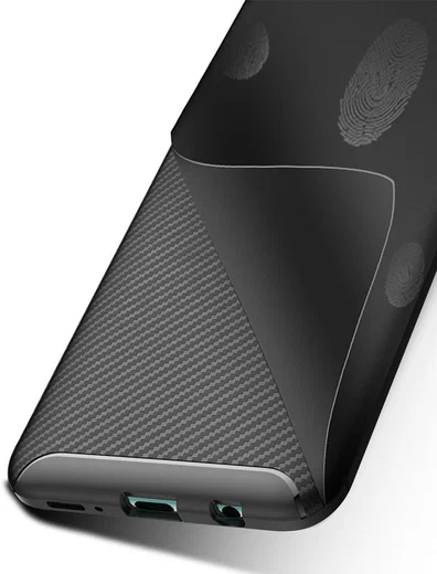 Samsung Galaxy A50 Hoesje Geborsteld Carbon Zwart afbeelding 9