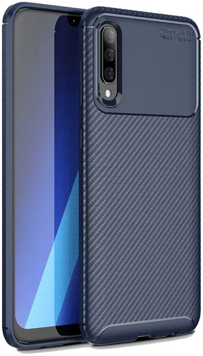 Samsung Galaxy A50 Hoesje Geborsteld Carbon Blauw afbeelding 1