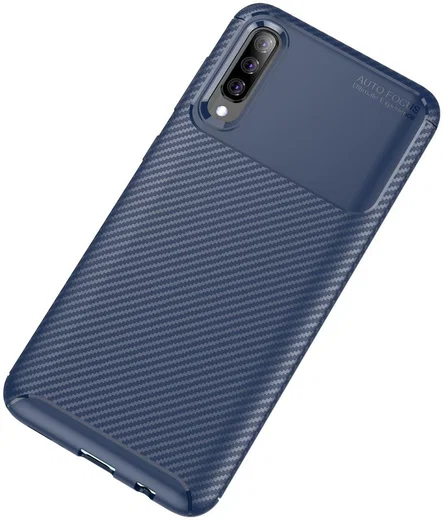 Samsung Galaxy A50 Hoesje Geborsteld Carbon Blauw afbeelding 2