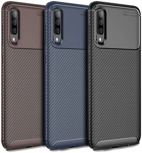 Samsung Galaxy A50 Hoesje Geborsteld Carbon Blauw afbeelding 9