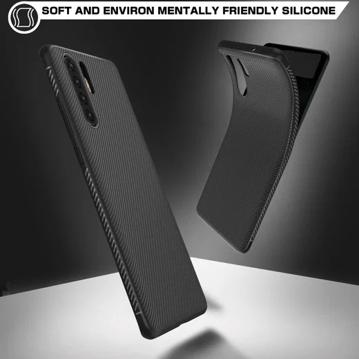 Huawei P30 Pro Twill Slim Texture Back Cover Zwart afbeelding 7