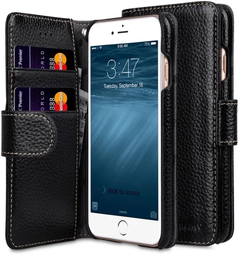 Melkco Apple iPhone 7 / 8 Book Case Echt Leer Zwart afbeelding 1