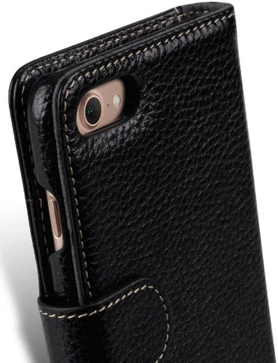 Melkco Apple iPhone 7 / 8 Book Case Echt Leer Zwart afbeelding 5