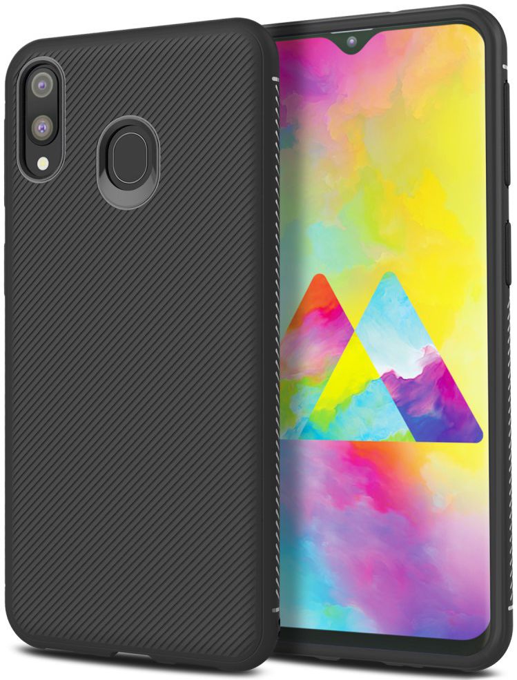 Samsung Galaxy M20 Power Twill Slim Texture Back Cover Zwart afbeelding 1