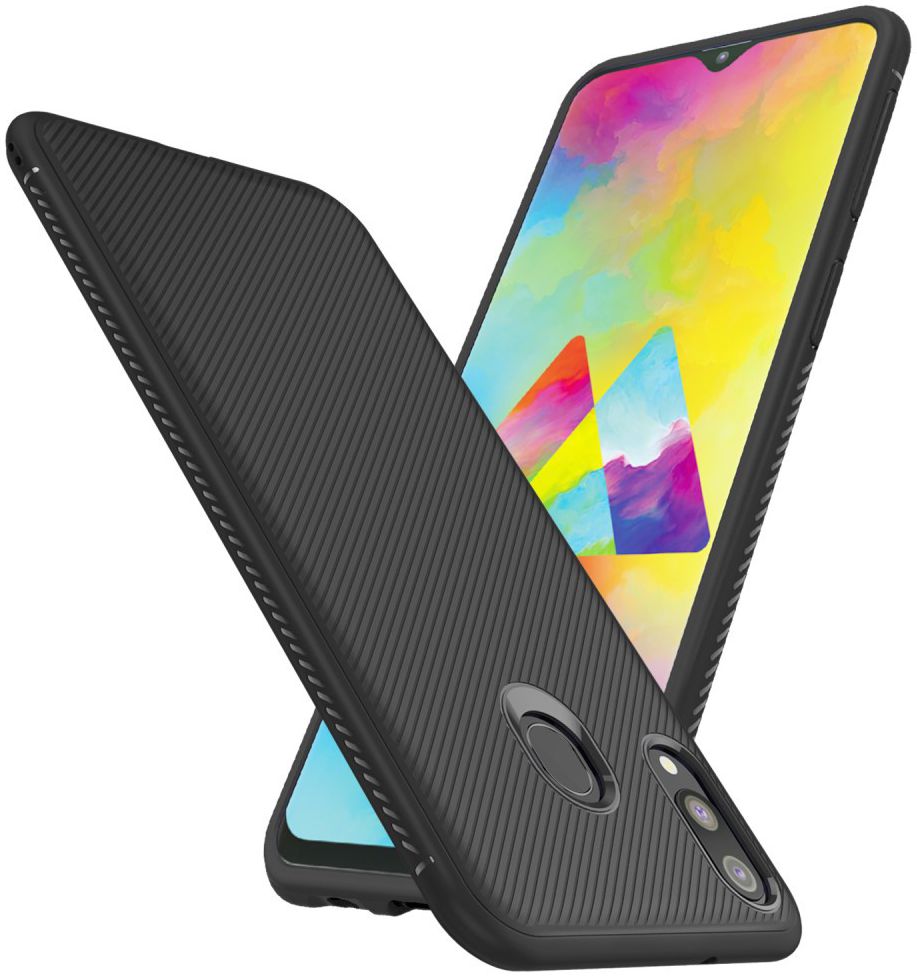 Samsung Galaxy M20 Power Twill Slim Texture Back Cover Zwart afbeelding 2