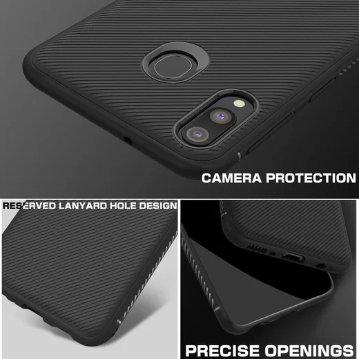 Samsung Galaxy M20 Power Twill Slim Texture Back Cover Zwart afbeelding 8