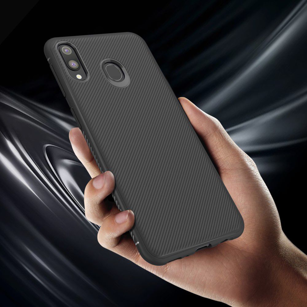 Samsung Galaxy M20 Power Twill Slim Texture Back Cover Zwart afbeelding 9