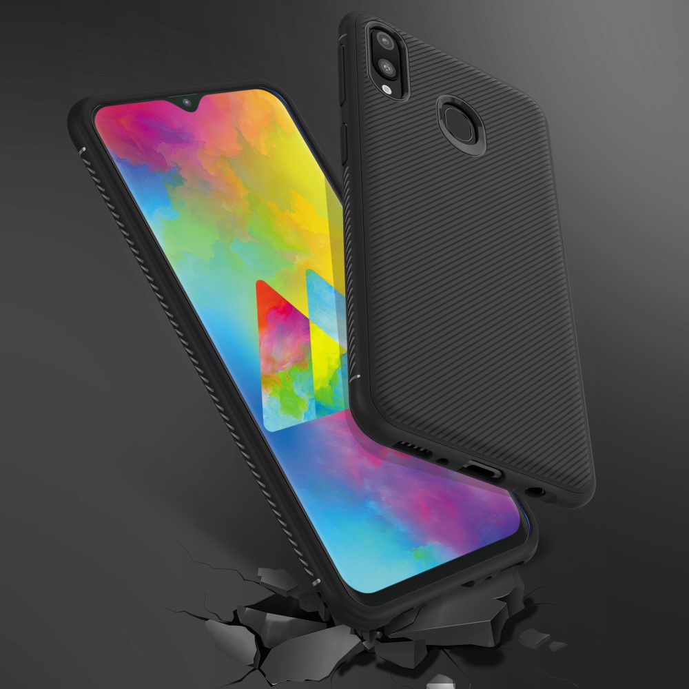 Samsung Galaxy M20 Power Twill Slim Texture Back Cover Zwart afbeelding 10