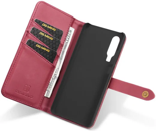 Huawei P30 Leren 2-in-1 Bookcase en Back Cover Hoesje Rood afbeelding 2