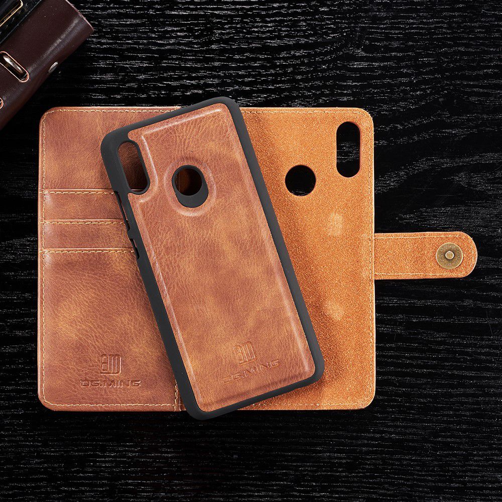 Huawei P Smart (2019) Leren 2-in-1 Bookcase en Back Cover Hoesje Bruin afbeelding 2