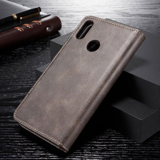 Huawei P Smart (2019) Leren 2-in-1 Bookcase en Back Cover Hoesje Grijs afbeelding 2