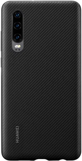 Originele Huawei P30 PU Lederen Back Cover Zwart afbeelding 1