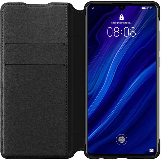 Originele Huawei P30 Wallet Flip Hoesje Zwart afbeelding 1