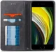 Apple iPhone SE (2020) Hoesje Wallet Stand Book Case Kunst Leer Zwart afbeelding 1