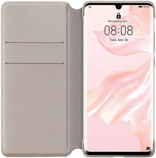 Originele Huawei P30 Pro Wallet Flip Hoesje Khaki afbeelding 1