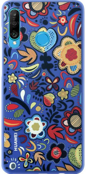 Originele Huawei P30 Lite PC Hoesje Floral Blauw afbeelding 1