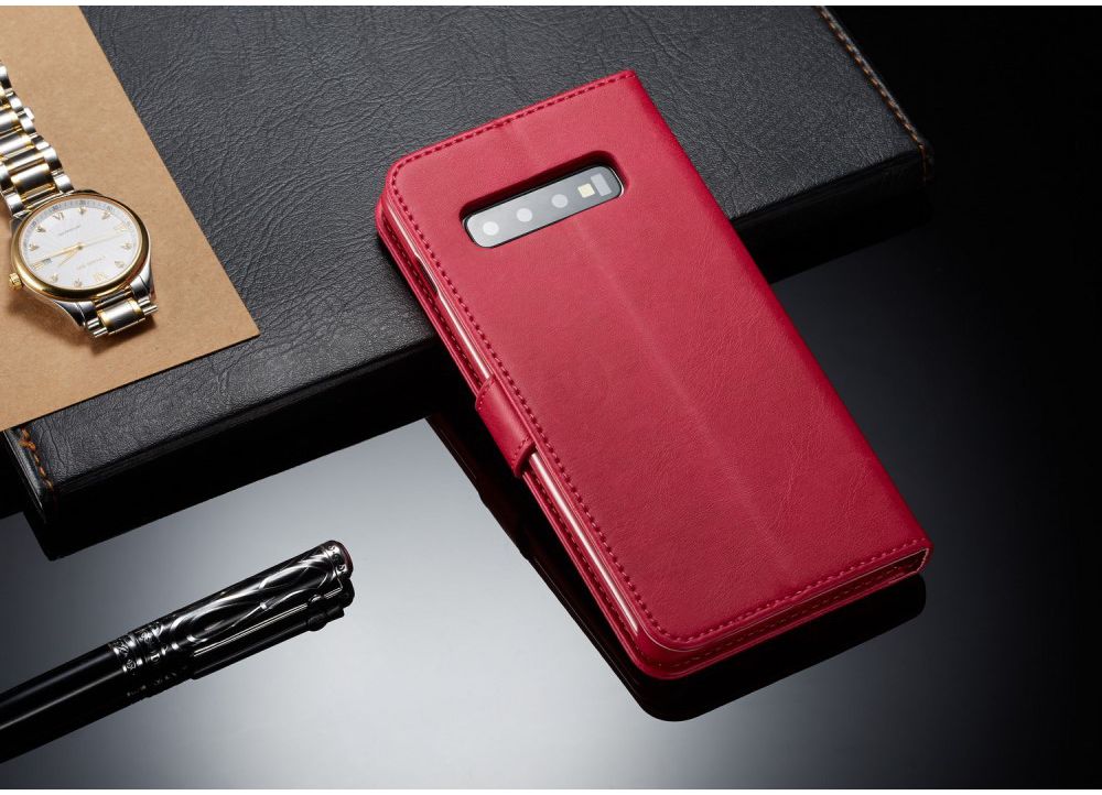 Samsung Galaxy S10 Retro Book Case Portemonnee Hoesje Rood afbeelding 6