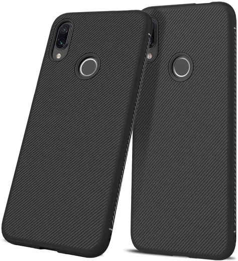 Redmi Note 7 Twill Slim Texture Back Cover Zwart afbeelding 4