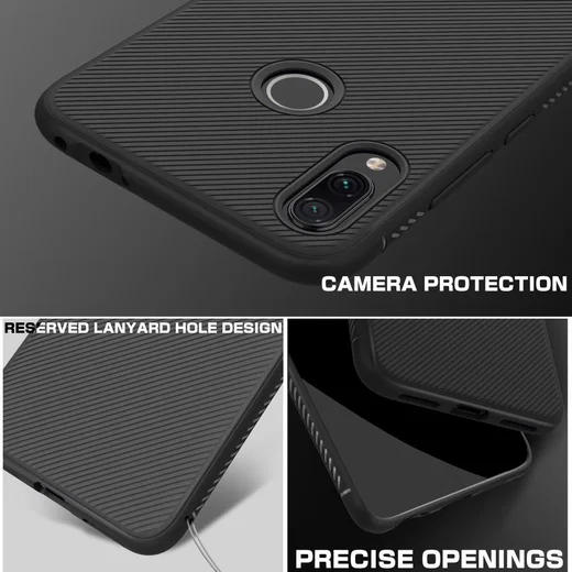 Redmi Note 7 Twill Slim Texture Back Cover Zwart afbeelding 6