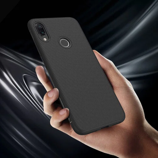 Redmi Note 7 Twill Slim Texture Back Cover Zwart afbeelding 7