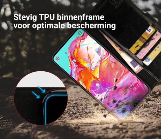 Rosso Element Samsung Galaxy A70 Hoesje Book Cover Zwart afbeelding 6