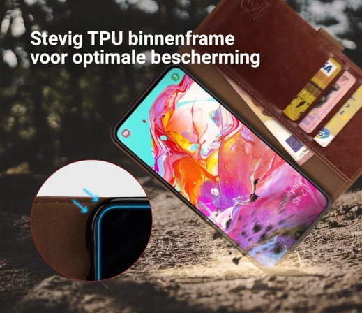 Rosso Element Samsung Galaxy A70 Hoesje Book Cover Bruin afbeelding 6