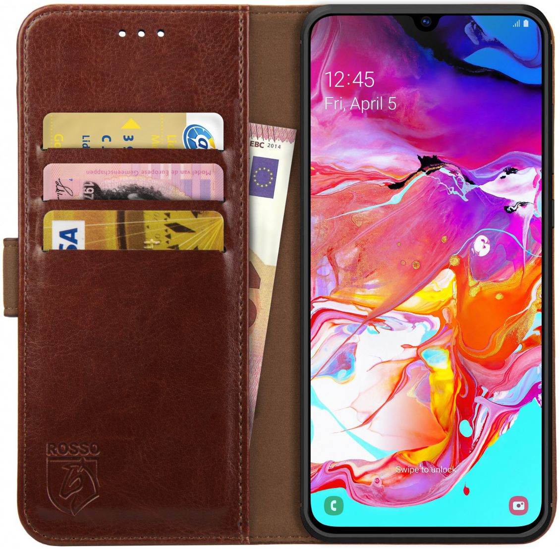 Rosso Element Samsung Galaxy A70 Hoesje Book Cover Bruin afbeelding 1