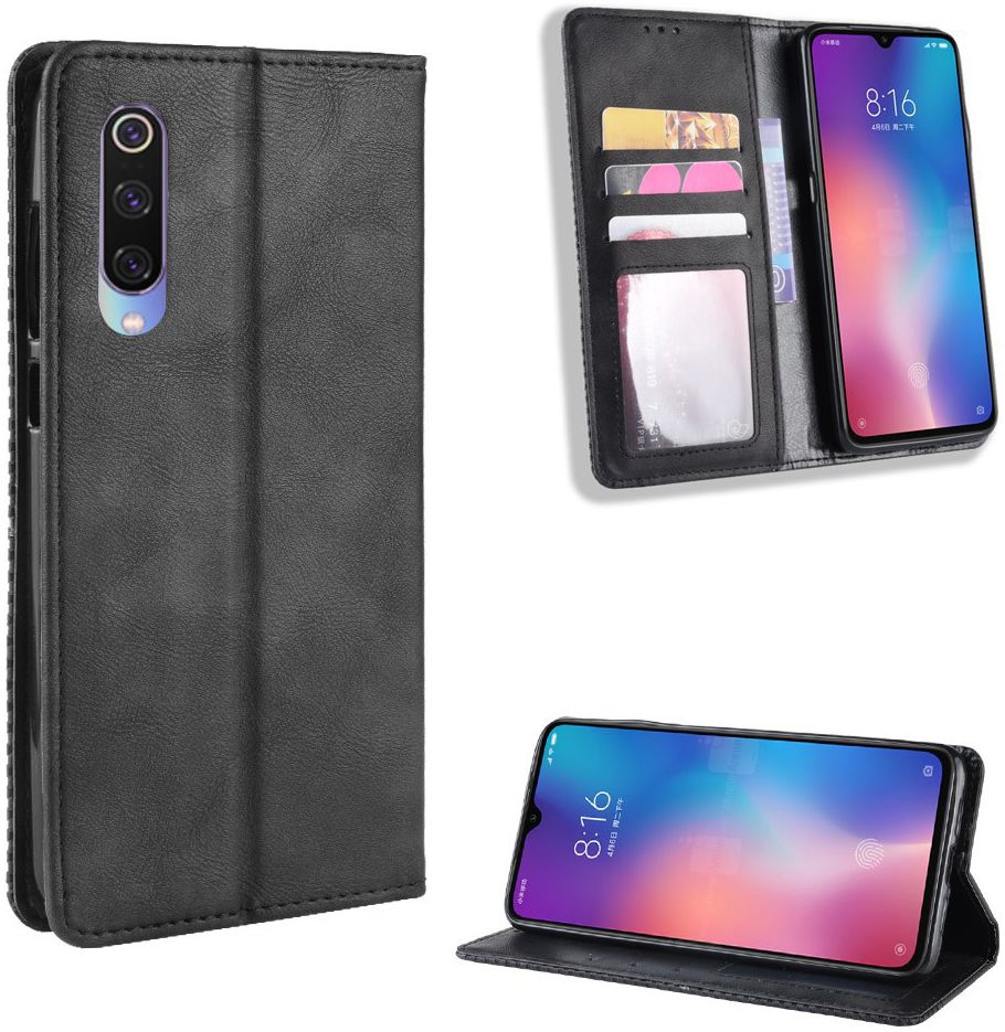 Xiaomi Mi 9  Vintage Portemonnee Hoesje Zwart afbeelding 4