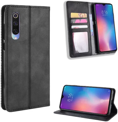 Xiaomi Mi 9  Vintage Portemonnee Hoesje Zwart afbeelding 4