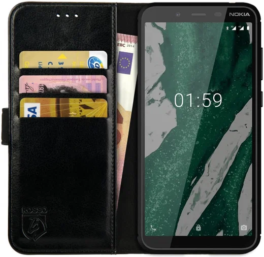 Rosso Element Nokia 1 Plus Hoesje Book Cover Zwart afbeelding 1