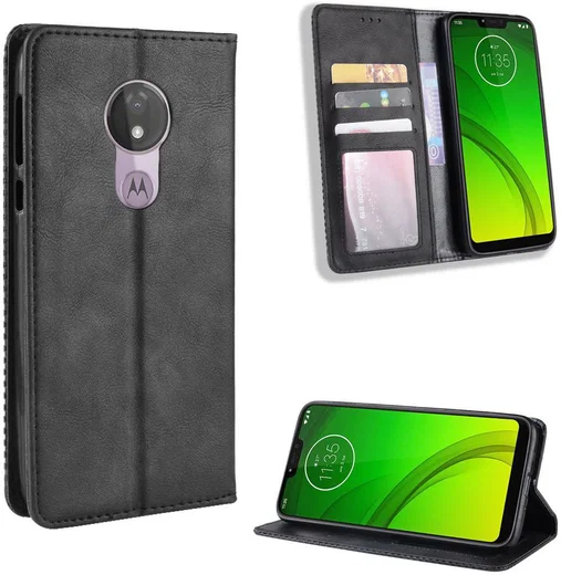 Motorola Moto G7 Power Portemonnee Vintage Hoesje Zwart afbeelding 8