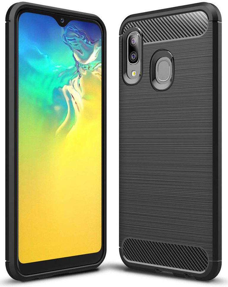Samsung Galaxy A20E Geborsteld TPU Hoesje Zwart afbeelding 1
