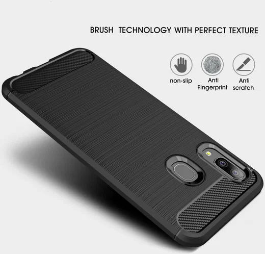 Samsung Galaxy A20E Geborsteld TPU Hoesje Zwart afbeelding 6