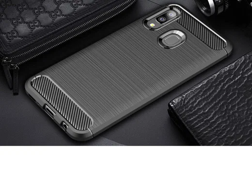 Samsung Galaxy A20E Geborsteld TPU Hoesje Zwart afbeelding 4